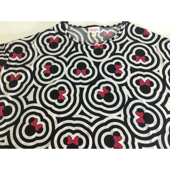 Lularoe Irma Disney Minnie Mouse Top Black White Pink Geometric XXS Tunic - Picture 2 of 12